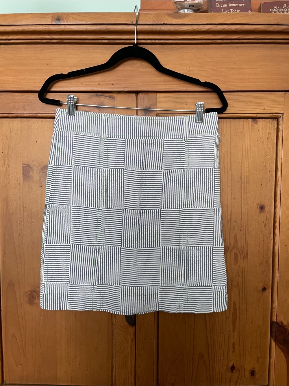 Lilly Pulitzer Blue and White Seersucker Striped Checker Mini Skirt
